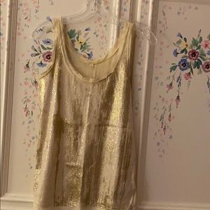 JCREW XS Festive gold and white sequin tank